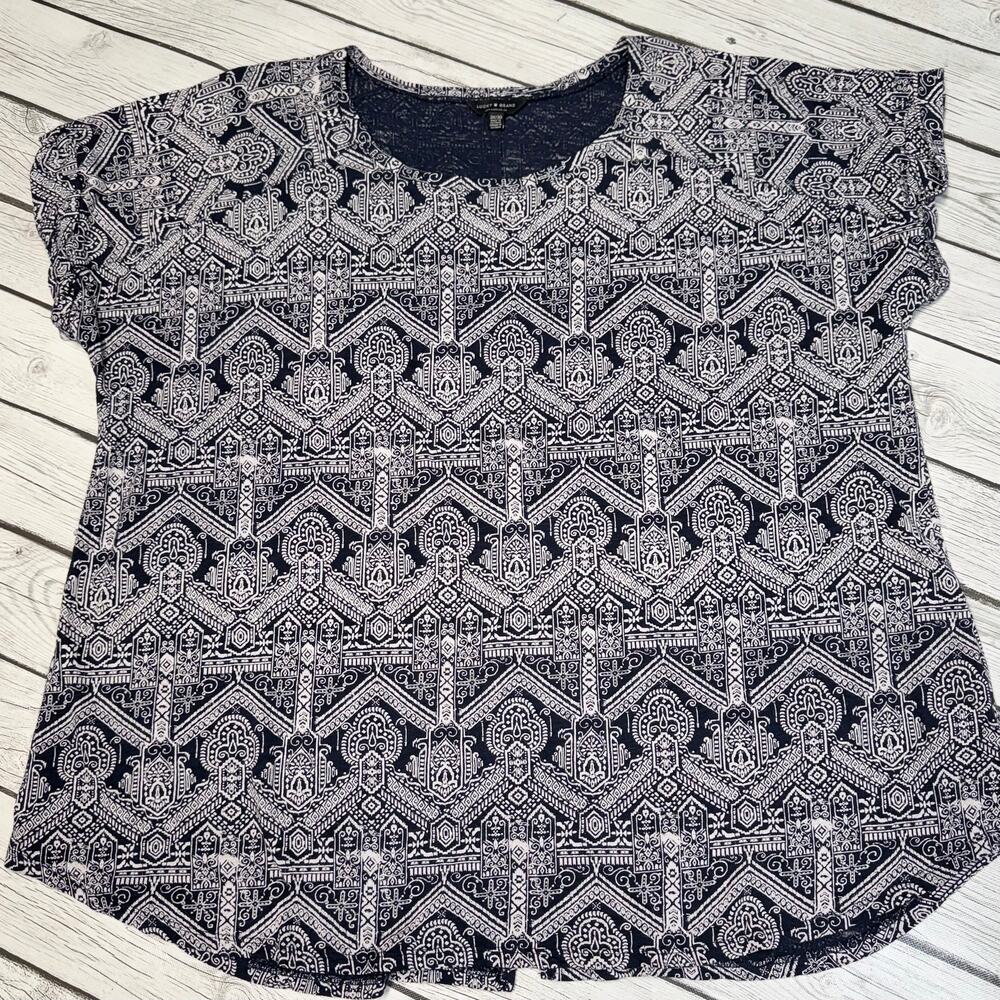 Lucky Brand Blue Paisley Bohemian Style Plus Size Shirt Size 3Xlg